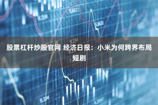 股票杠杆炒股官网 经济日报：小米为何跨界布局短剧